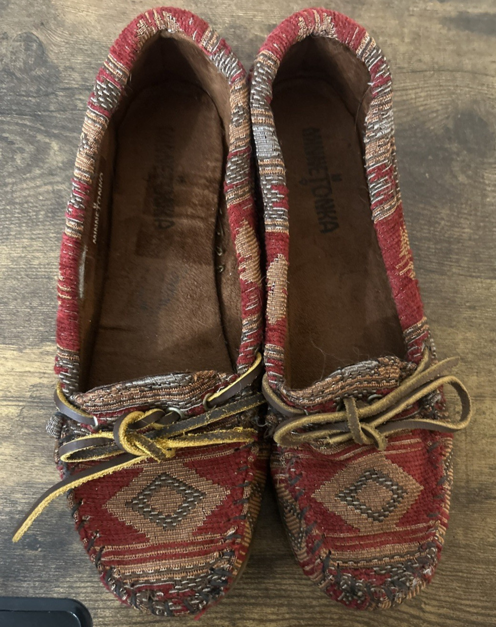 Minnetonka Patchwork Moccasins Women's 7.5M Argyle Loafers Boho Folk Cottagecore